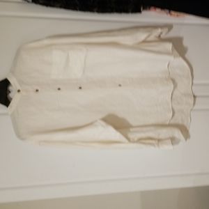 J Riggings Vintage No Collar Long Tail Shirt Size Large Wooden Buttons